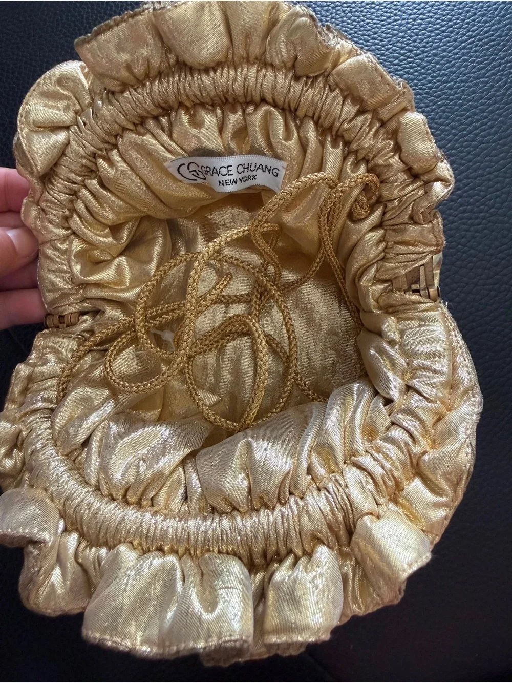 Vintage Grace Chuang Gold Metallic Ruffle Evening Bag NWOT
